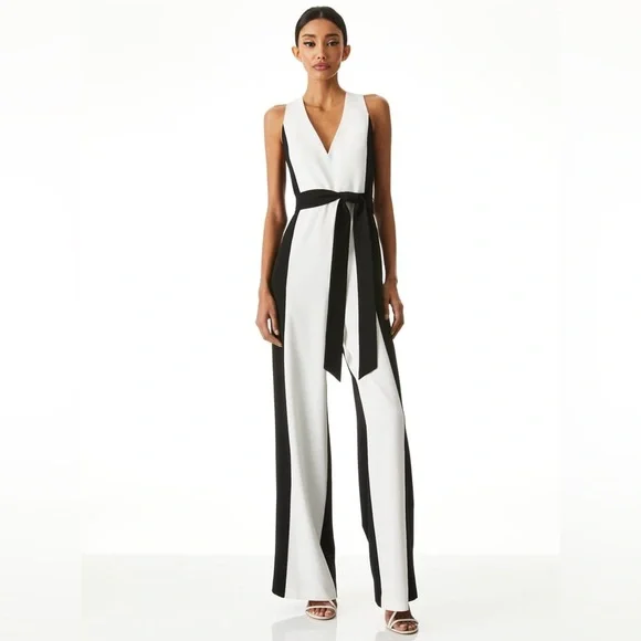 NWT Alice + Olivia Black and White Jumpsuit Size 8 MSRP $440 - Picture 5 of 7